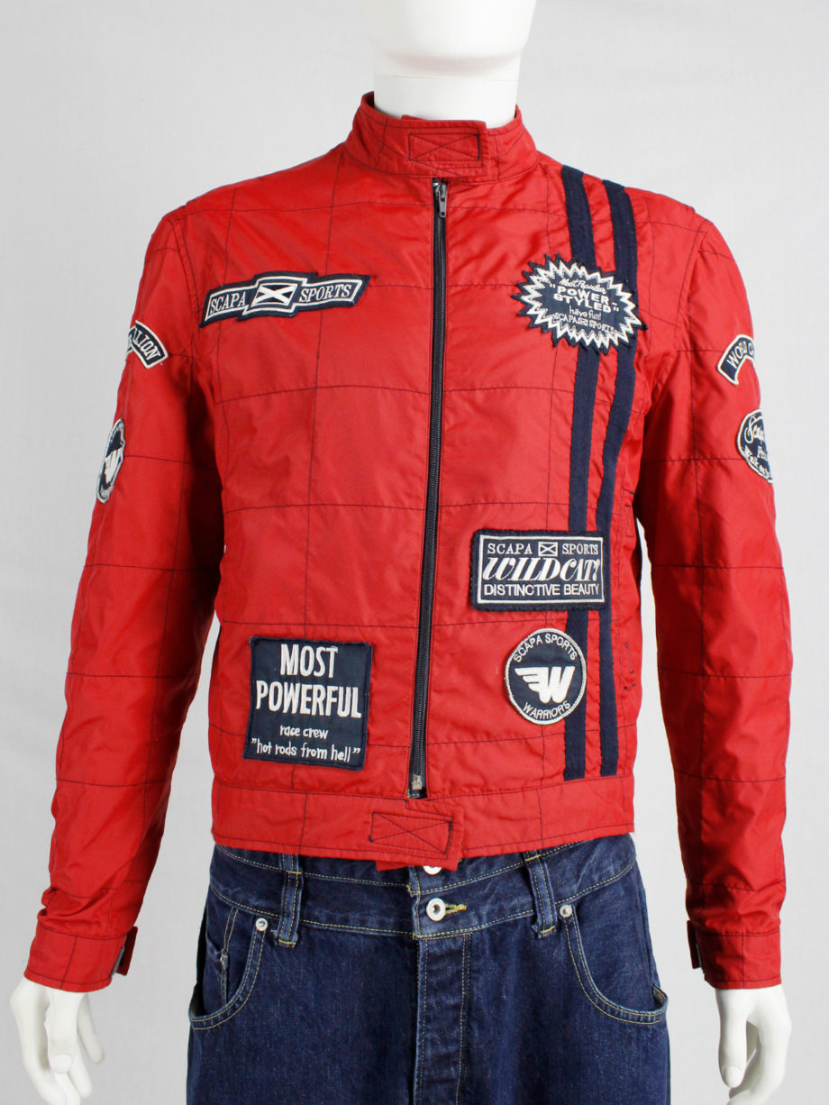 Walter Van Beirendonck for Scapa red ‘Formula 1’ jacket with blue stripes and patches (2)