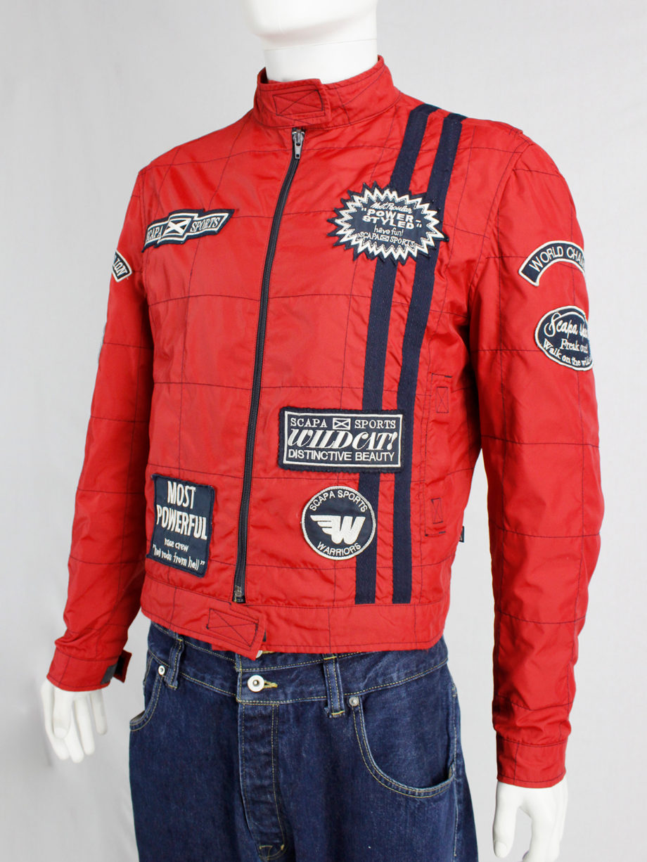 Walter Van Beirendonck for Scapa red 'Formula 1' jacket with blue stripes and patches