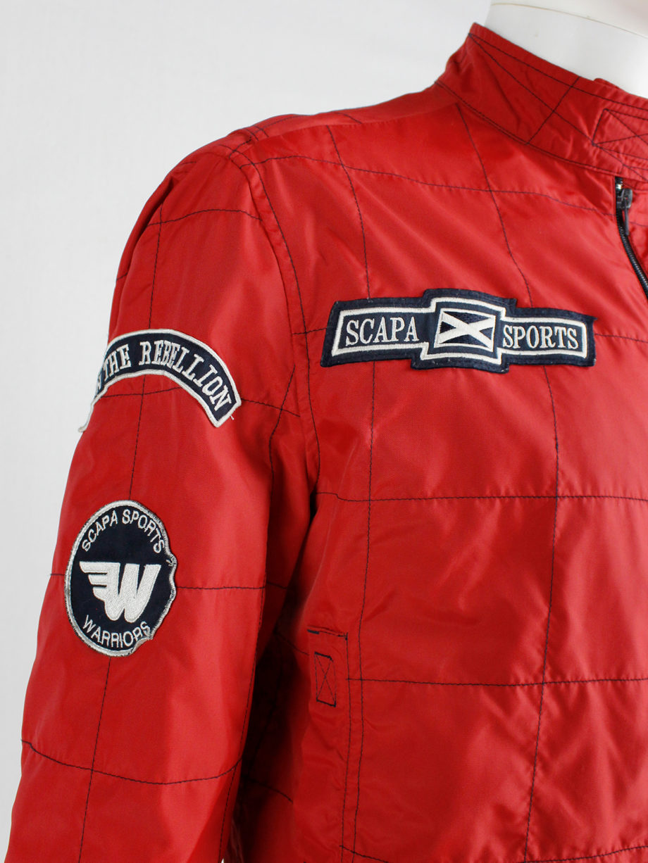 Walter Van Beirendonck for Scapa red ‘Formula 1’ jacket with blue stripes and patches (6)