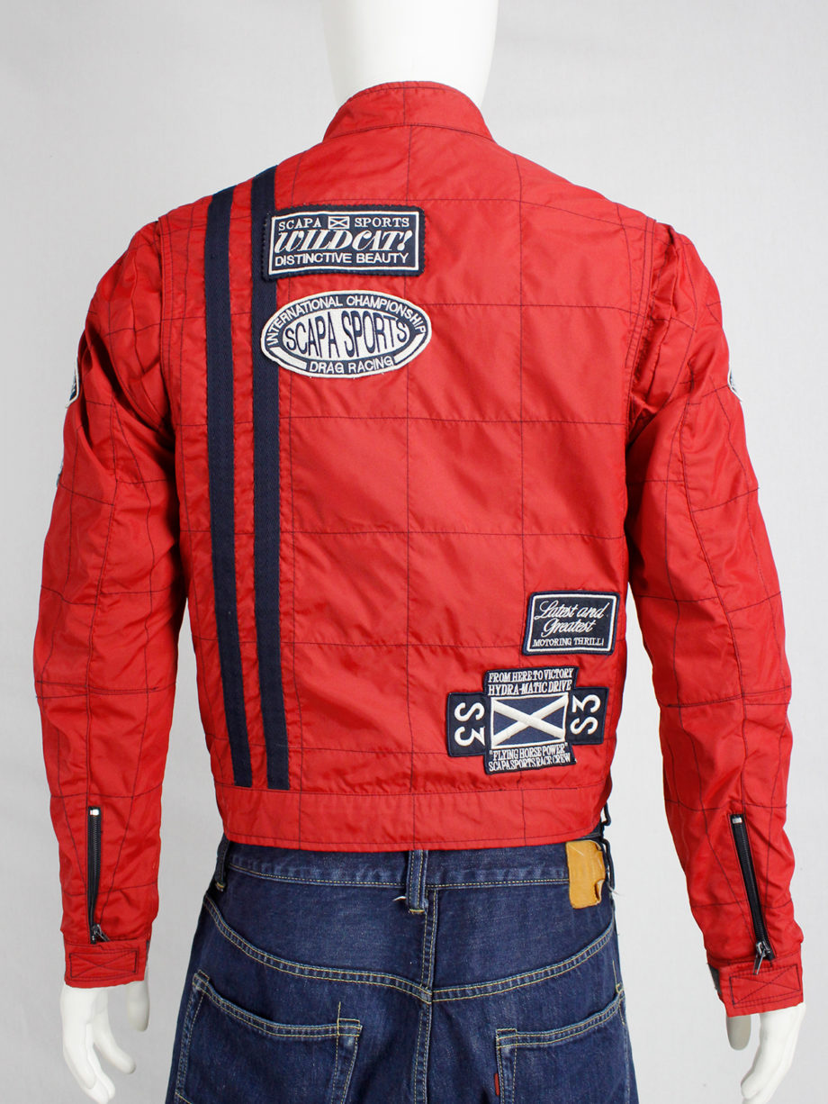 Walter Van Beirendonck for Scapa red ‘Formula 1’ jacket with blue stripes and patches (8)