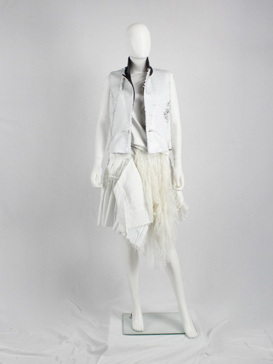 af Vandevorst white deconstructed skirt with boning and lace made of a wedding dress spring 2017 (16)