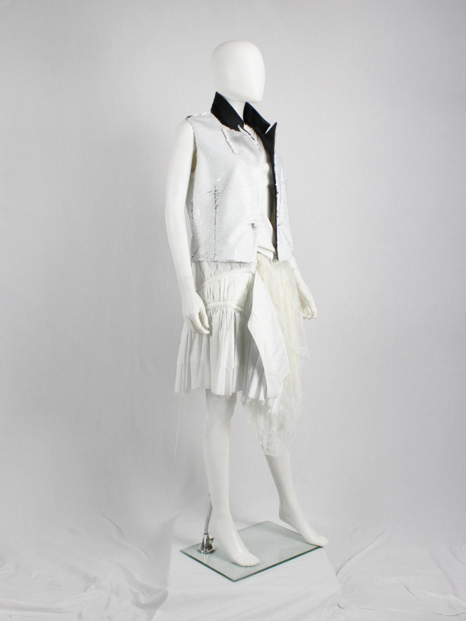 af Vandevorst white deconstructed skirt with boning and lace made of a wedding dress spring 2017 (17)