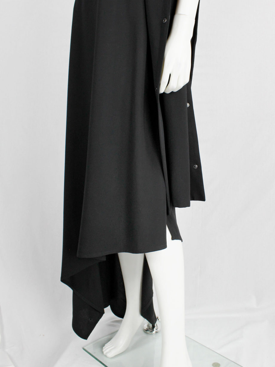 Ann Demeulemeester black asymmetric maxi dress with snap button sash spring 2013 (14)