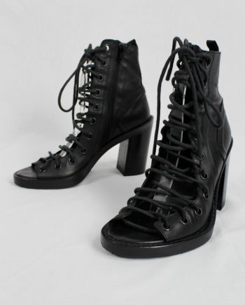 Ann Demeulemeester black high heeled sandals with corset lacing (37.5) — spring 2009