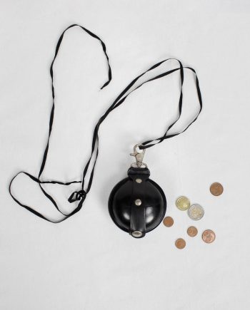 Ann Demeulemeester black large leather coin pouch on a necklace — 2000
