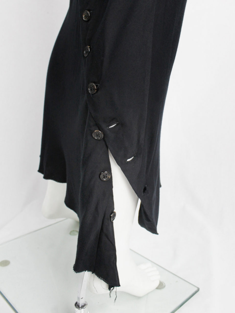 Ann Demeulemeester black maxi skirt with buttons twisting around it — fall 2010