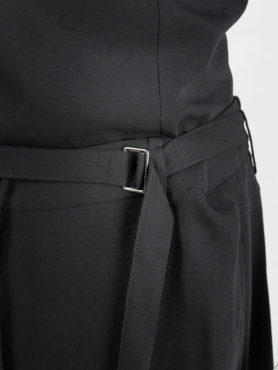 Ann Demeulemeester black wide trousers with belt buckle strap fall 2003 (4)