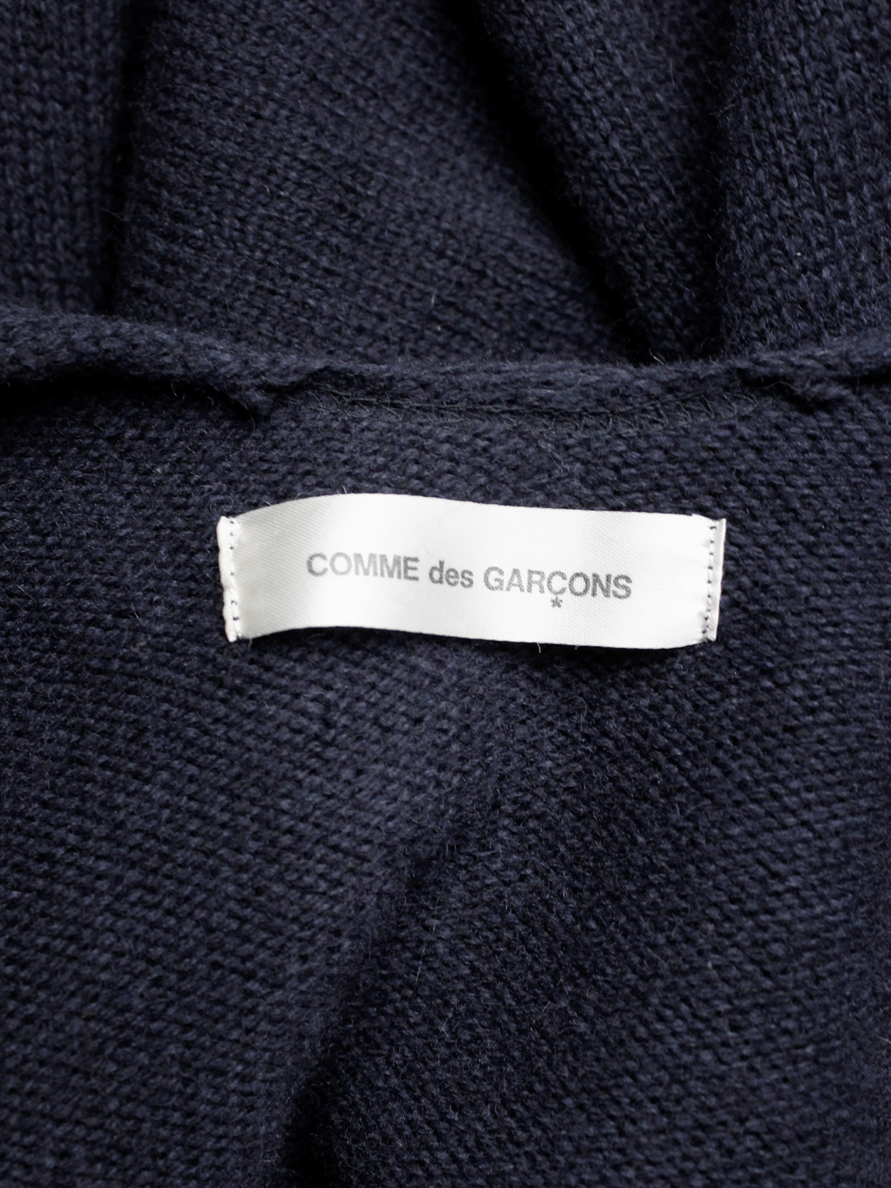 Comme des Garçons dark blue knit bolero with tied knot front closure ...