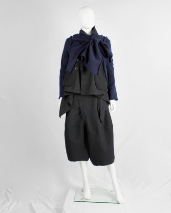 Comme des Garçons dark blue knit bolero with tied knot front closure — fall 2003