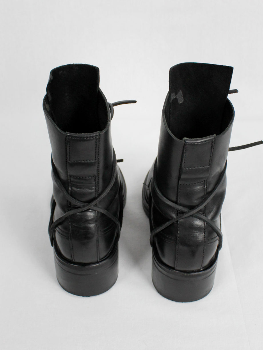 Dirk Bikkembergs black mountaineering boots with eyelets and laces through the soles 1990s 90s (12)