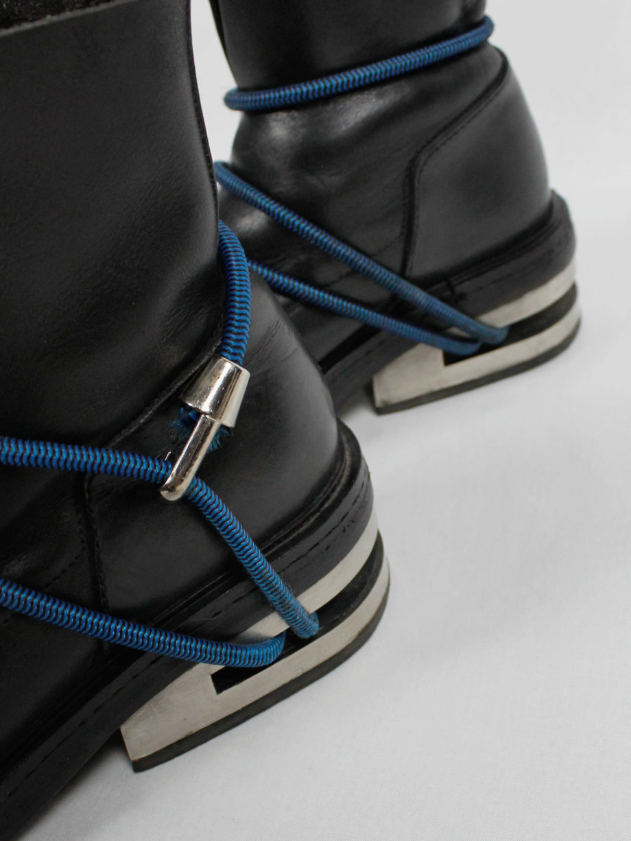 Dirk Bikkembergs black mountaineering boots with metal heel and blue elastic fall 1996 (10)