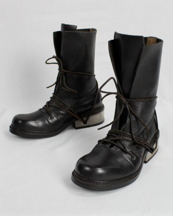 Dirk Bikkembergs black tall boots with laces through the metal heel (41) — late 90’s