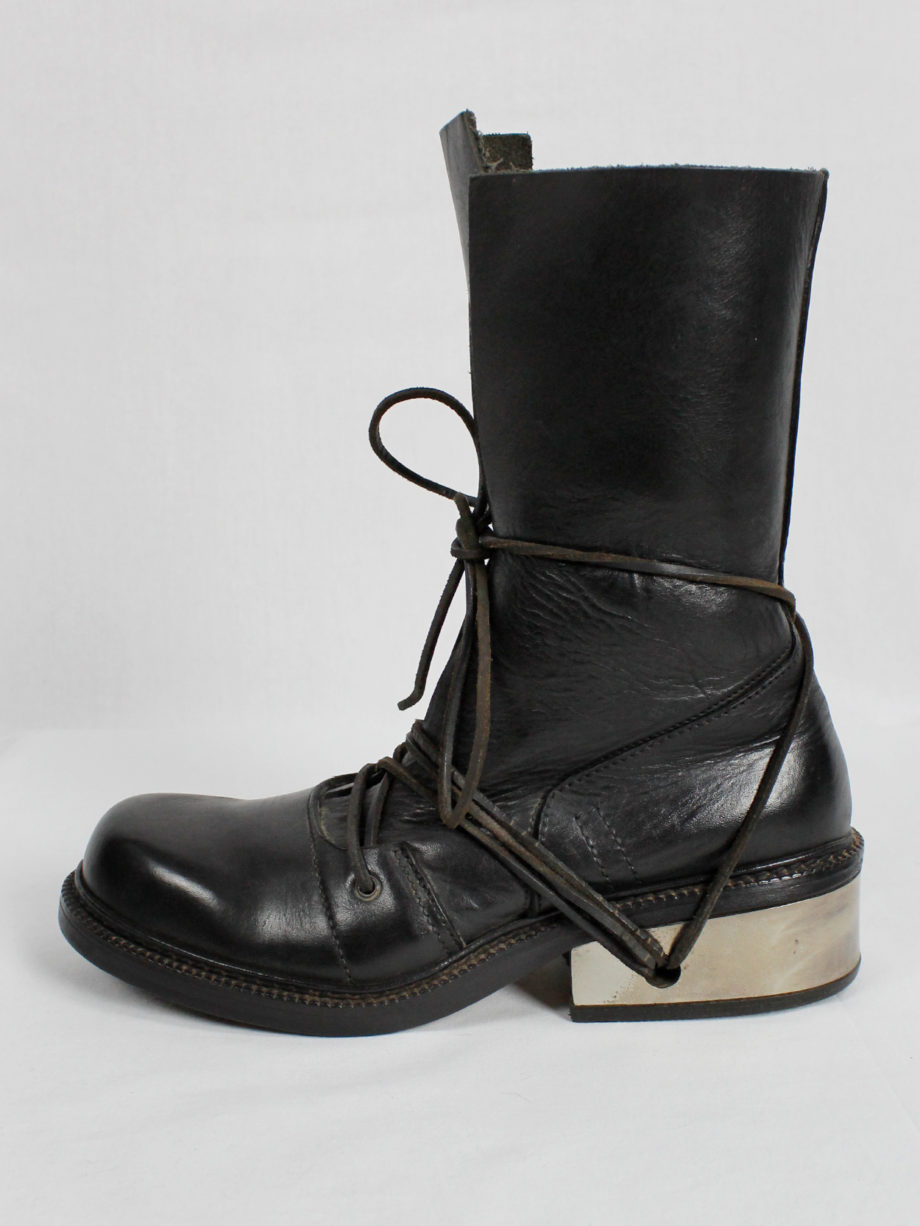 Dirk Bikkembergs black tall boots with laces through the metal heel late 90’s (7)
