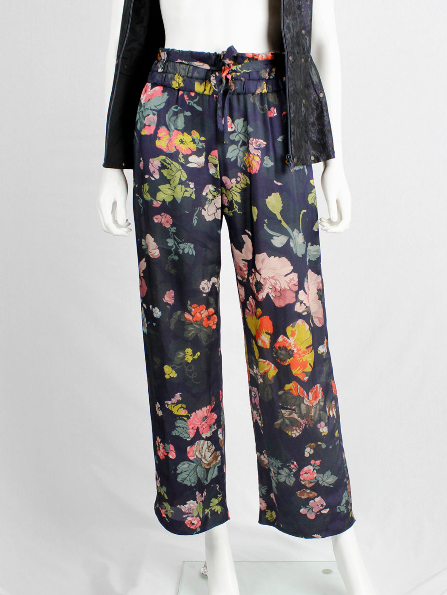Dries Van Noten purple flowy trousers with colorful floral print spring 2014 (9)