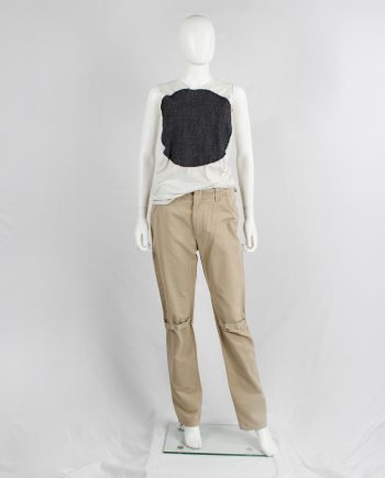 Helmut Lang beige trousers with elastic bands at the knees — 90's