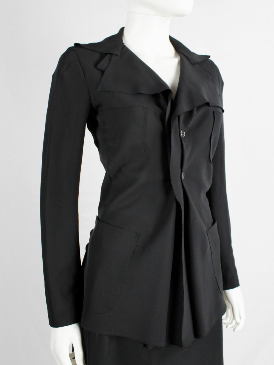 Junya Watanabe black lightweight blazer with folded front — spring 2004