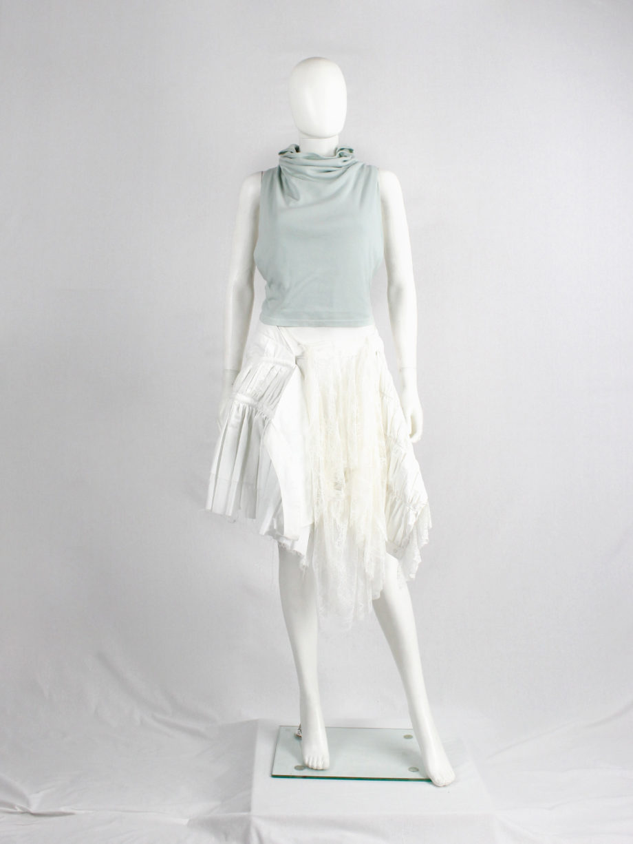 Maison Martin Margiela artisanal mint green top made of a jumper with twisted sleeves — ca 2004