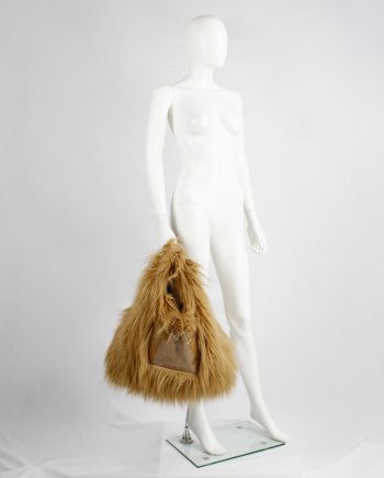 Margiela MM6 orange faux fur yeti shopper with clear outer pocket — fall 2016