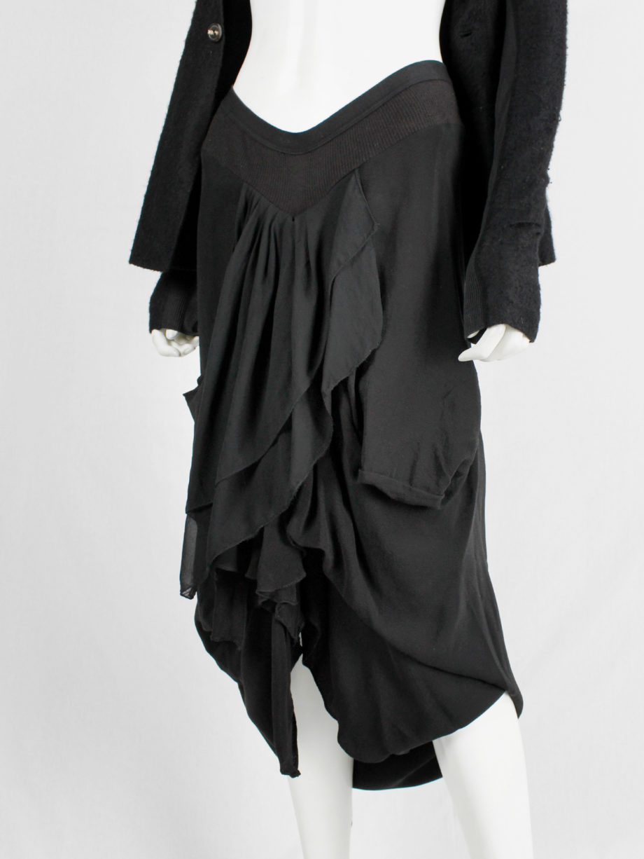 Rick Owens CREATCH black gathered skirt with draped layers spring 2008 (13)