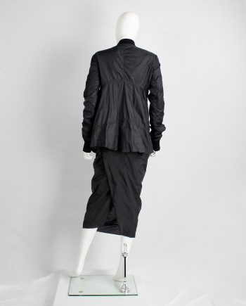 Rick Owens ISLAND black midi-length pillar skirt with back slit — spring 2013