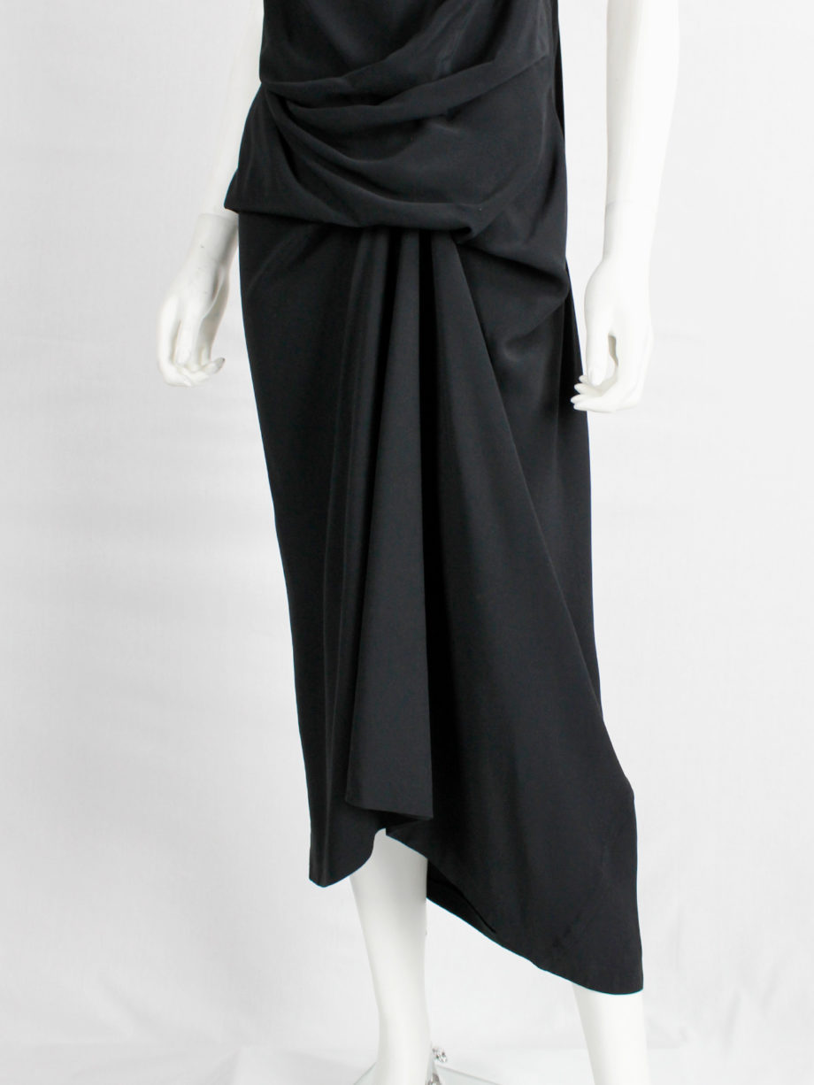 Rick Owens STRUTTER black strap dress with tornado drape and cowl neck spring 2009 (11)