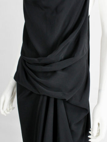 Rick Owens STRUTTER black dress with tornado drape and cowl neck ...