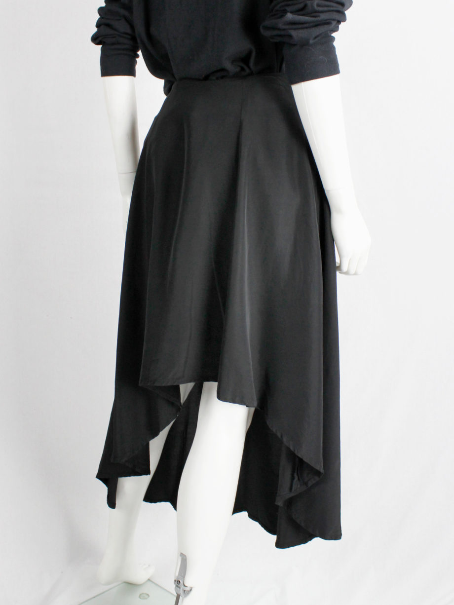 Y’s Yohji Yamamoto black asymmetric circle skirt with backwards high-low hem (10)
