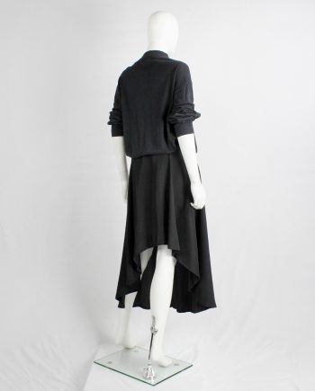Y's Yohji Yamamoto black asymmetric circle skirt with backwards high-low hem