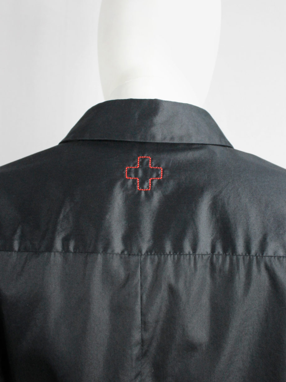 A.F. Vandevorst black shirt with extra long cuffs and silver buttons — fall 2012