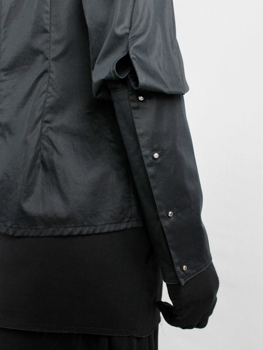 af Vandevorst black shirt with extra long cuffs and silver buttons fall 2012 (2)