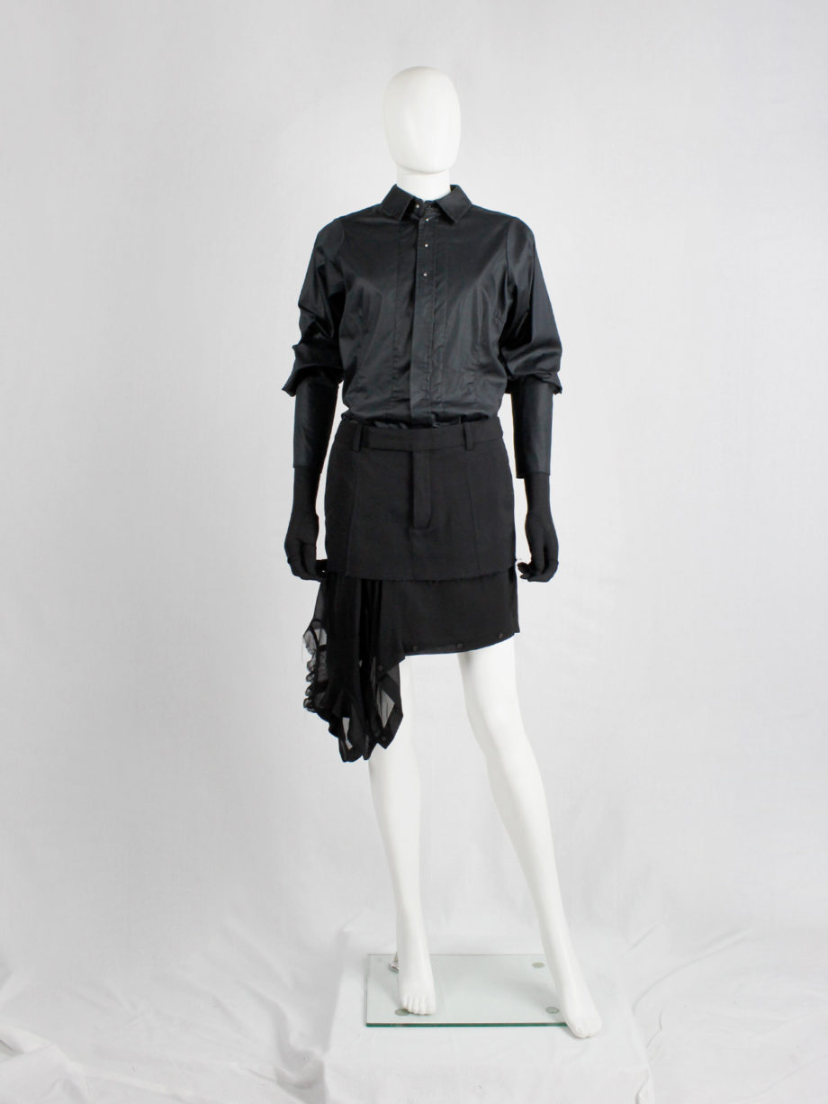 af Vandevorst black shirt with extra long cuffs and silver buttons fall 2012 (3)