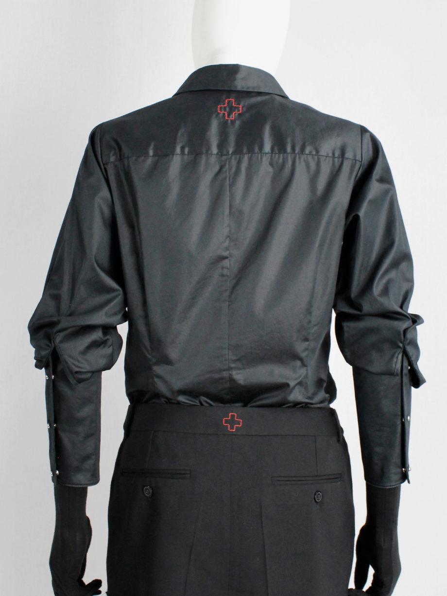 A.F. Vandevorst black shirt with extra long cuffs and silver buttons — fall 2012
