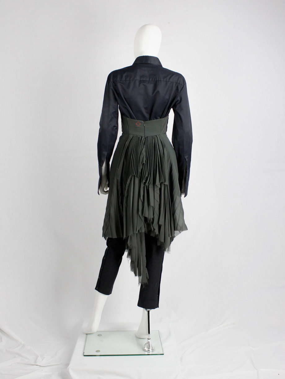 af Vandevorst forest green pleated bustier with layered pleated skirt fall 2011 (22)