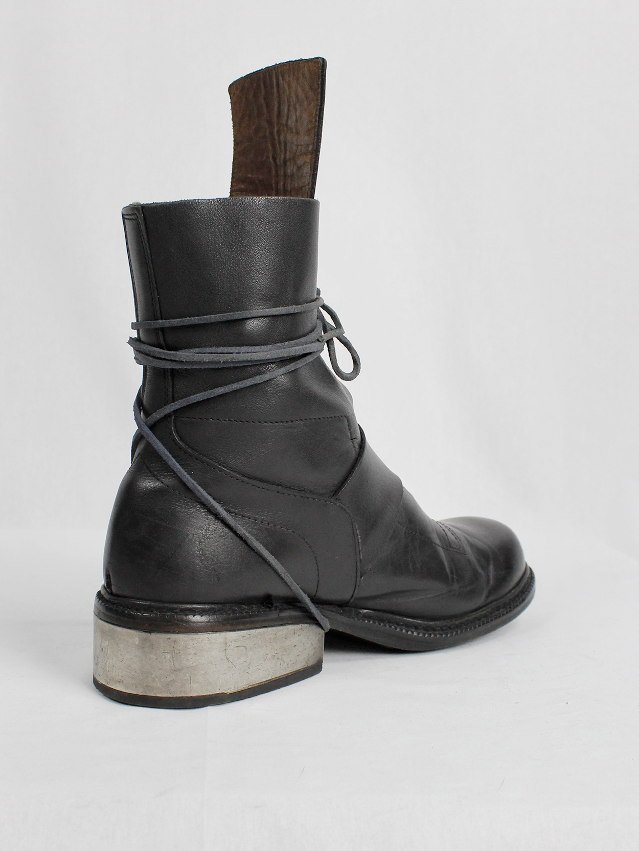 Dirk Bikkembergs black tall boots with belt strap and laces (44) — late ...