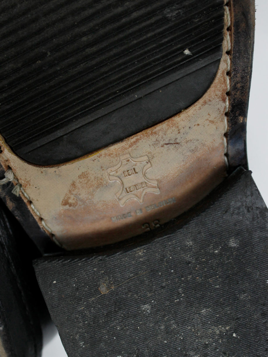 vintage Dirk Bikkembergs black tall boots with metal slit heel and metal pulls (11)