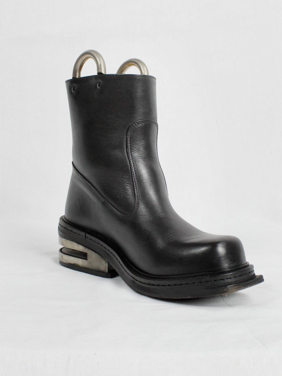 vintage Dirk Bikkembergs black tall boots with metal slit heel and metal pulls (16)