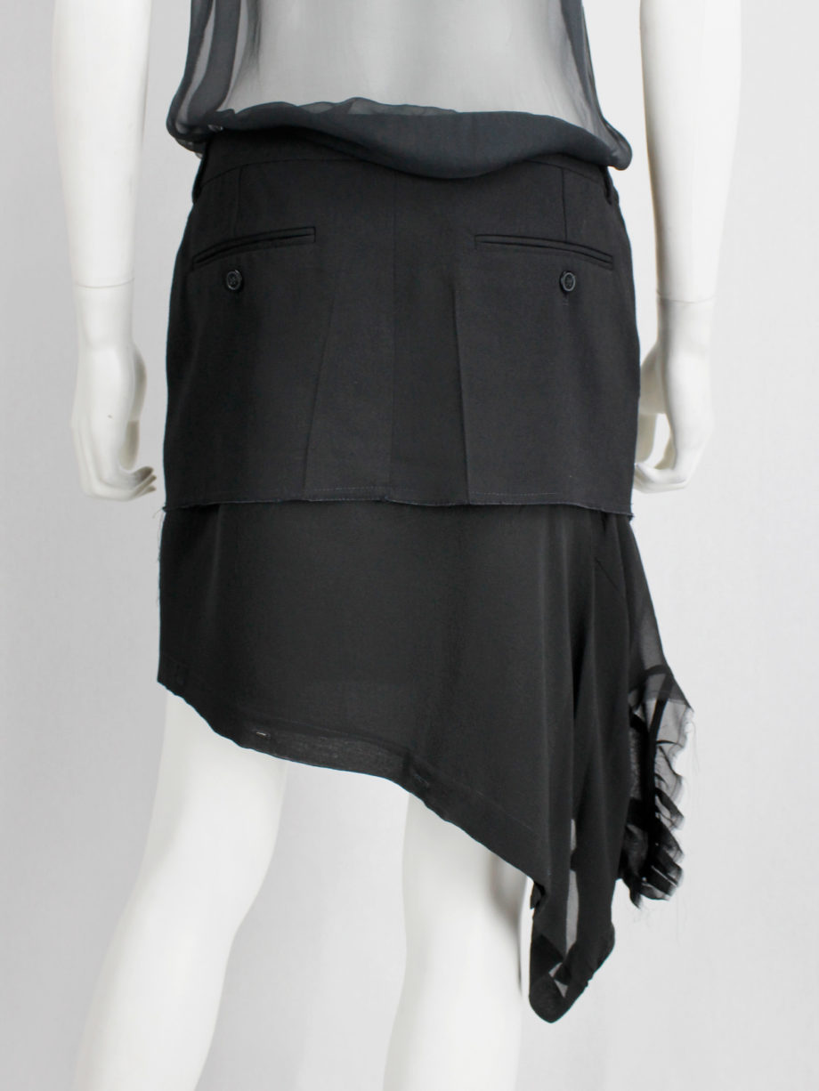 vintage a f Vandevorst black short skirt with a sheer sideways shirt as a lining spring 2017 (5)