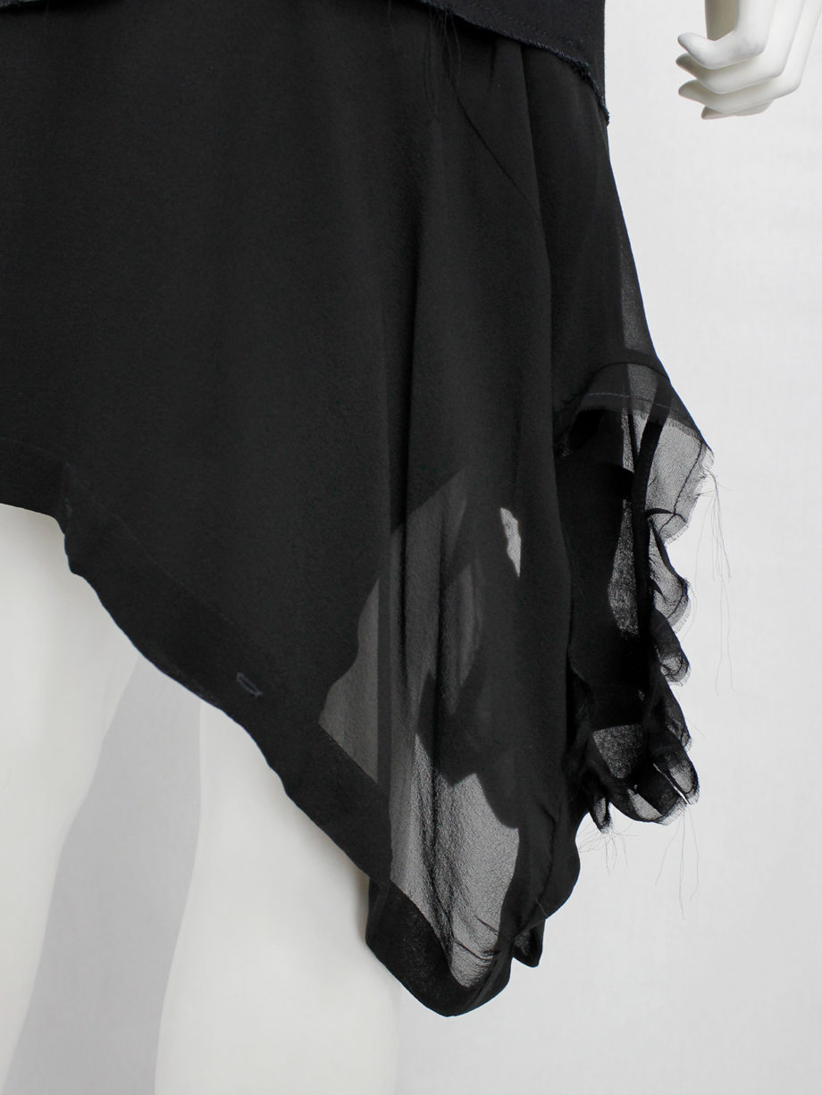 vintage a f Vandevorst black short skirt with a sheer sideways shirt as a lining spring 2017 (8)