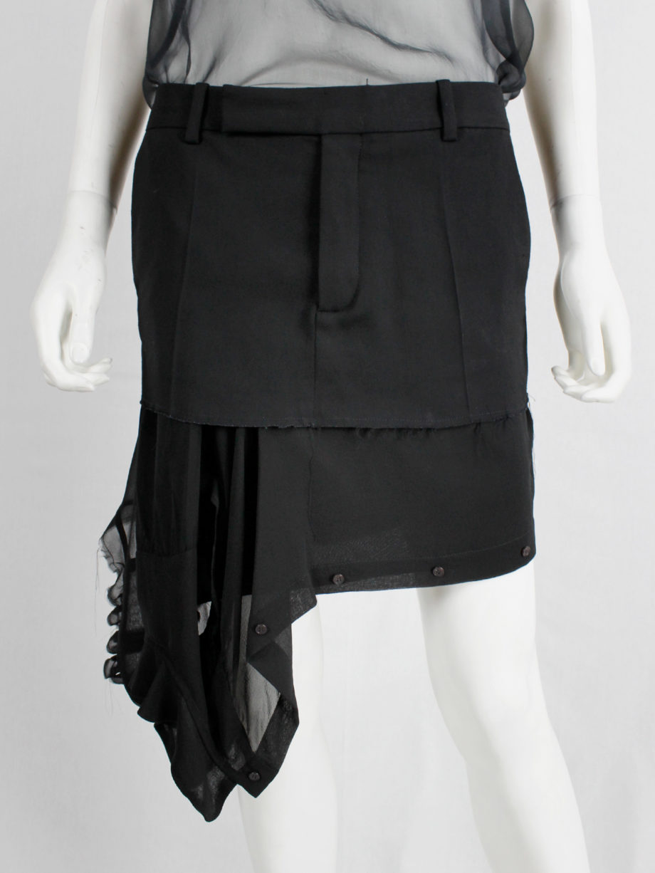 vintage a f Vandevorst black short skirt with a sheer sideways shirt as a lining spring 2017 (9)