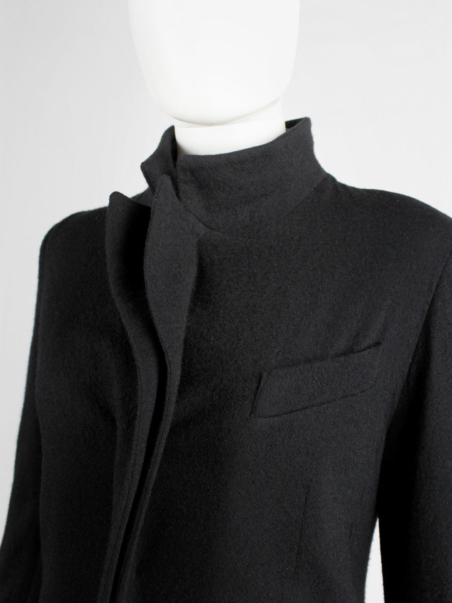 vintage af Vandevorst black wool formal coat with forward closing front fall 2000 (5)