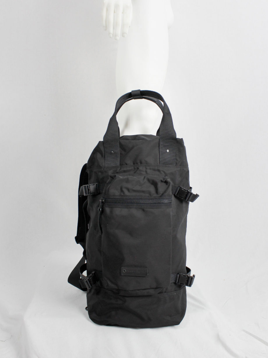 Y'SACCS Pour Tous black duffle bag with utility straps 1990s 90s