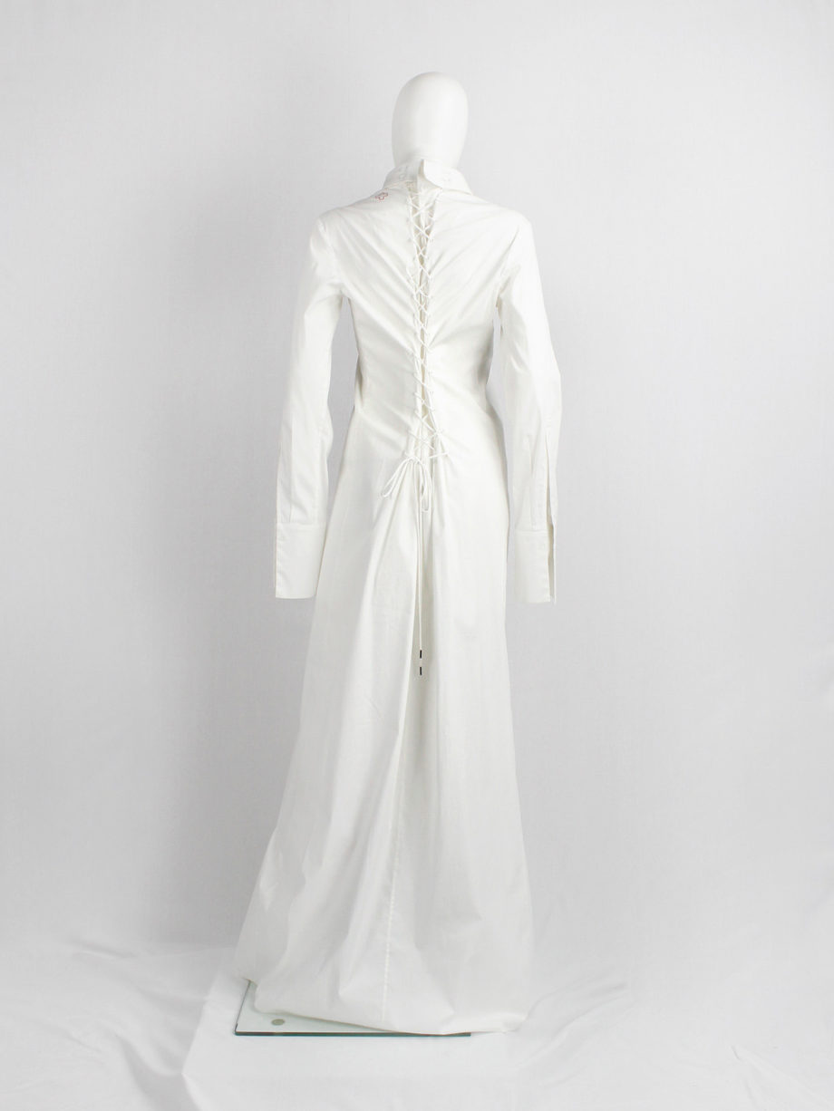 A F Vandevorst white maxi shirtdress with backlacing inspired by a straitjacket spring 1999 (6)
