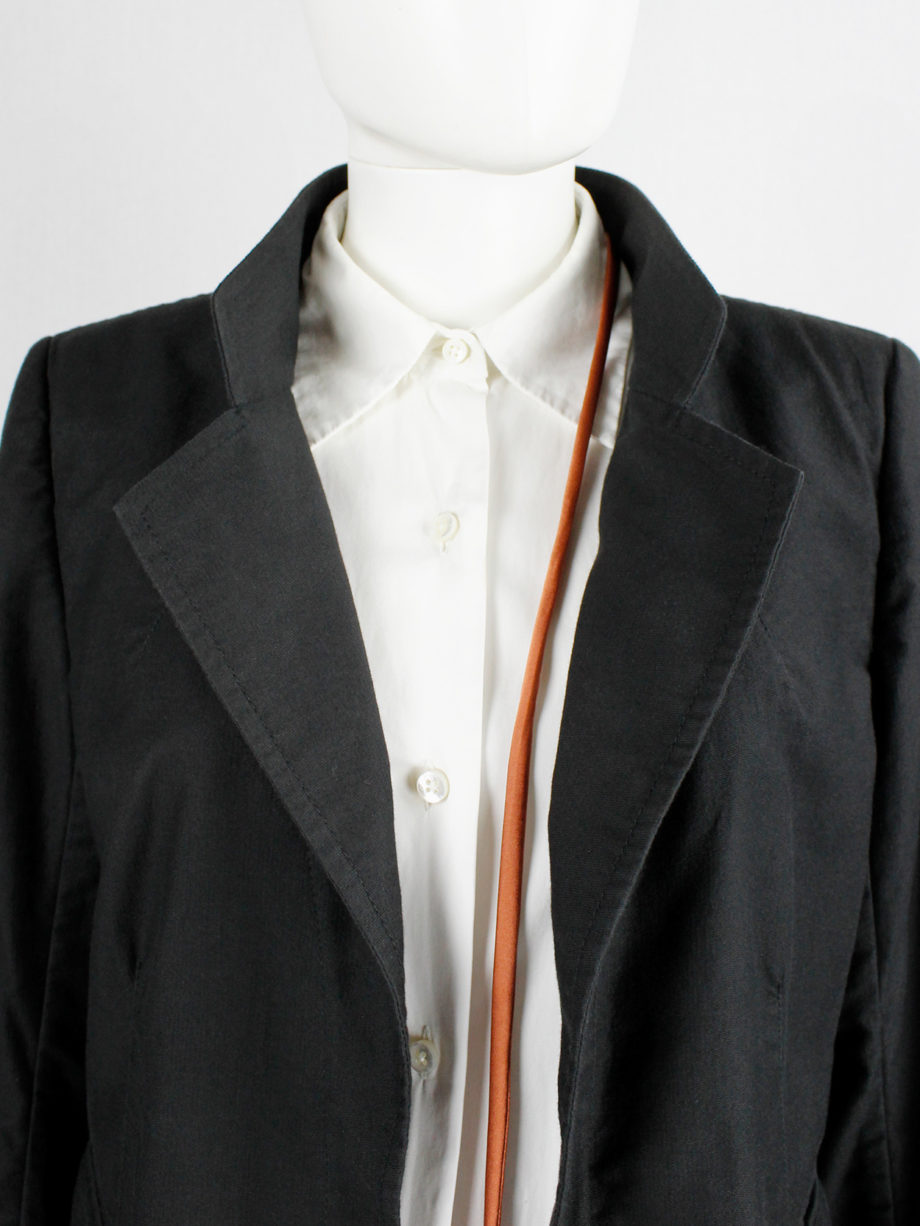 Ann Demeulemeester black cropped blazer with orange ribbon spring 2005 (13)