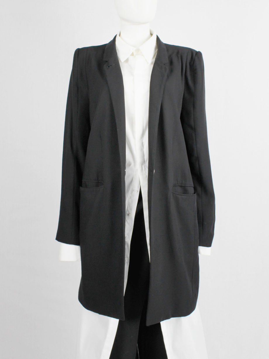 Ann Demeulemeester black oversized blazer with minimalist lapels — spring 2010
