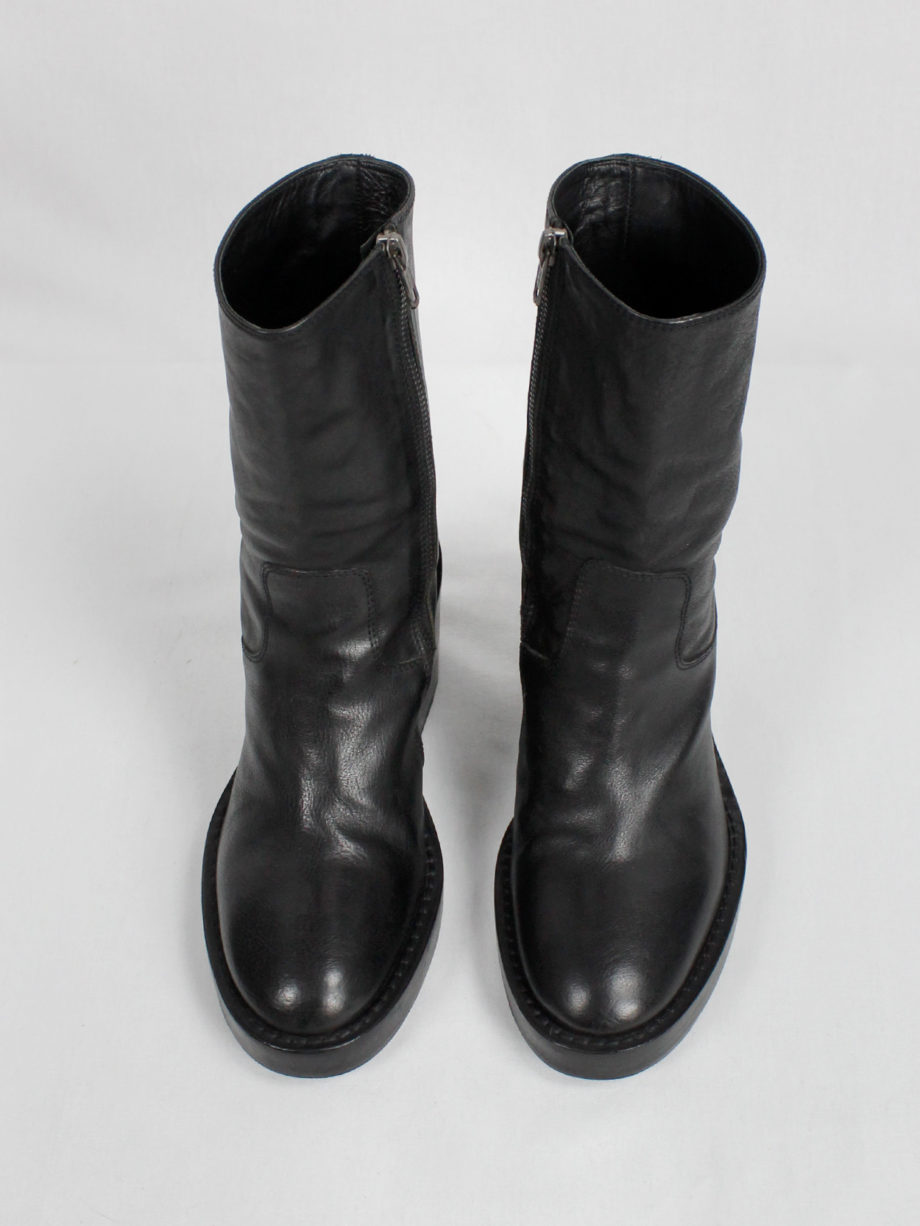 Ann Demeulemeester black tall boots with curved zipper fall 2012 (3)