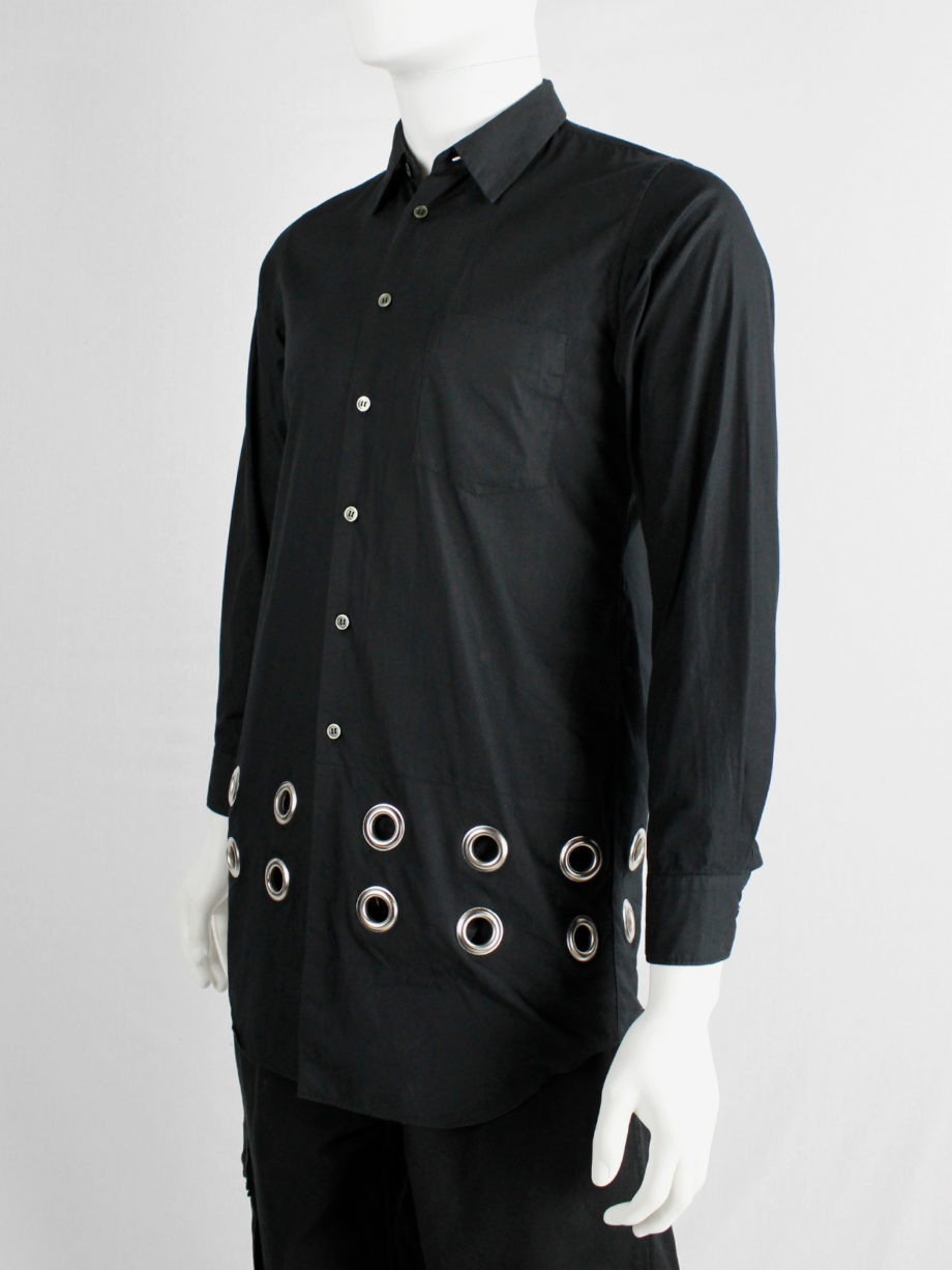 Comme des Garcons black shirt with rows of oversized silver eyelets AD 2017 (13)