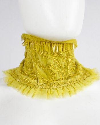 Dries Van Noten yellow beaded Edwardian collar with droplet sequins — spring 2017