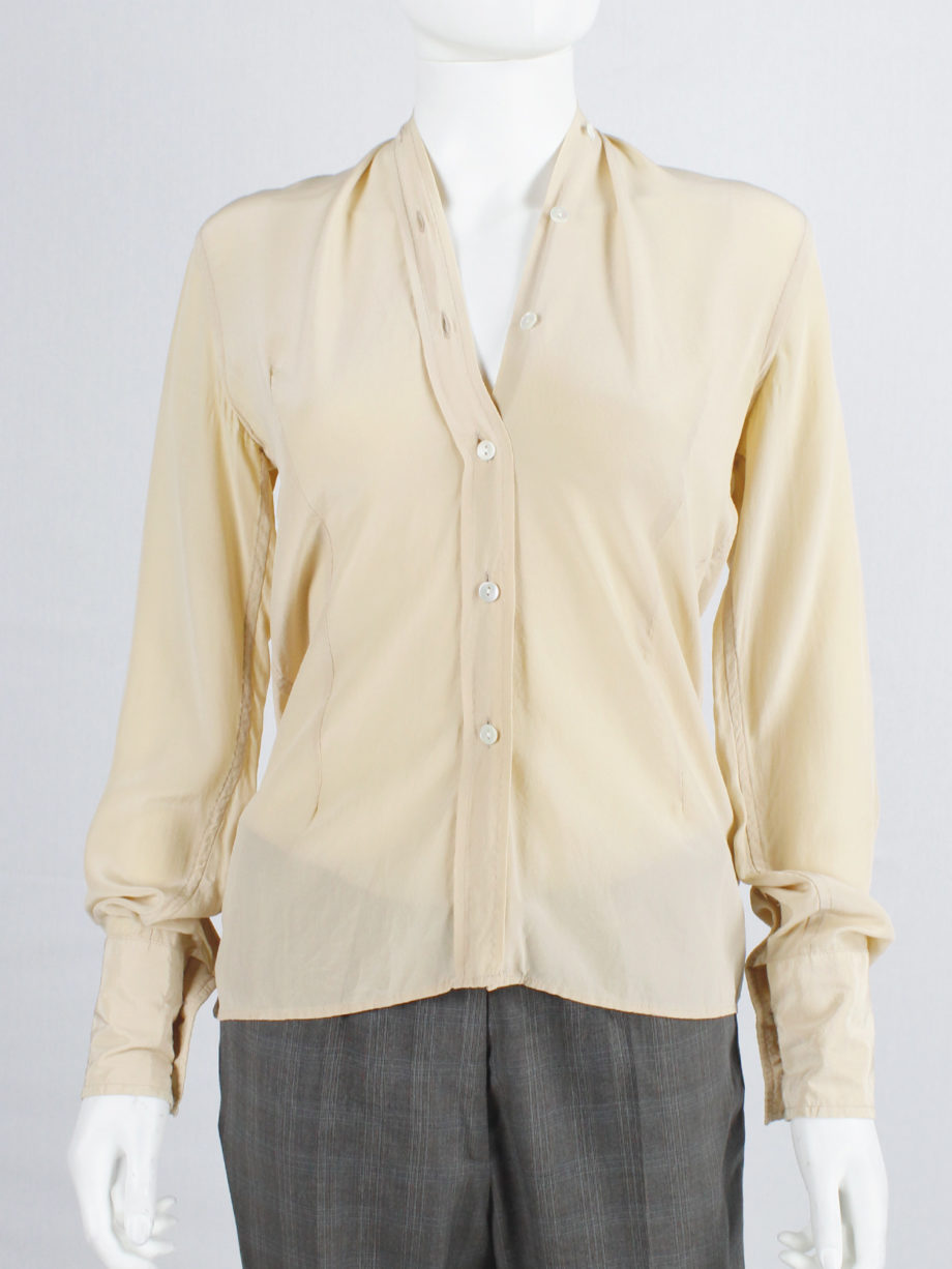 Maison Martin Margiela beige shirt that fully buttons up to the back fall 2010 (7)