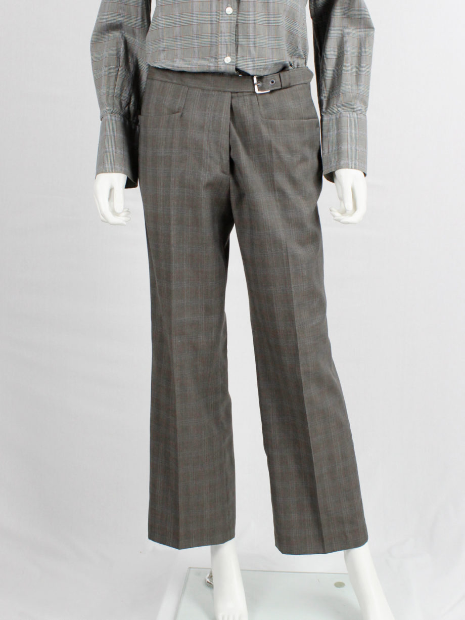 Maison Martin Margiela brown tartan trousers with side belt detail fall 2004 (8)