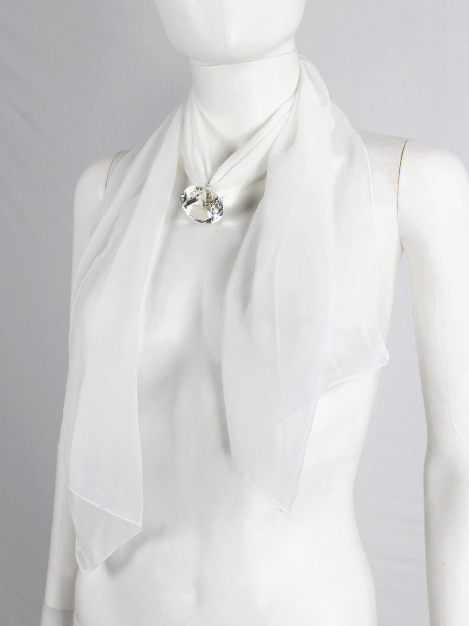 Maison Martin Margiela white scarf necklace with oversized diamond fall 2008 (10)